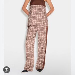 NWT Hansen & Gretel Bille Pant Geo Stamp Brown Wide Leg Size XL